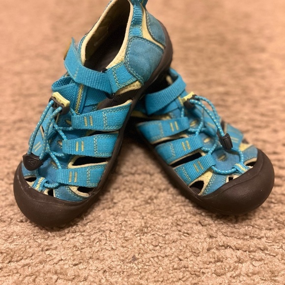 Keen Newport H2 Waterproof Shoes Big Kids Size 3 US Aqua Blue Neon Green Sandals - Picture 4 of 8